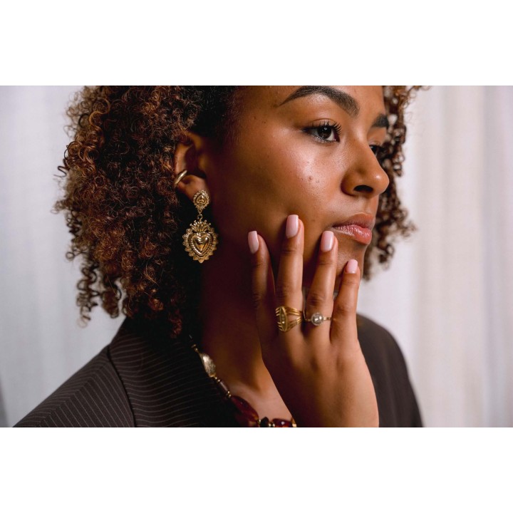 BOUCLES COEURS SACRES ACIER INOXYDABLE GOLD PETIT PRIX