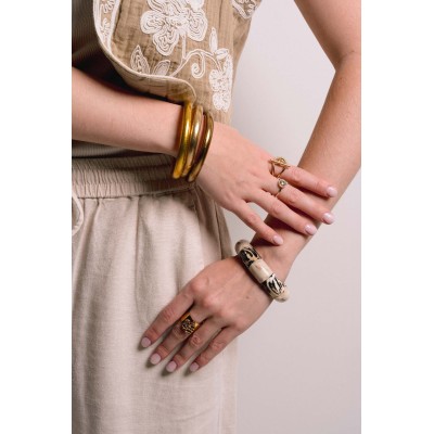 BAGUE ANNEAU DOUBLE GOUTTE TIGE ACIER INOXYDABLE GOLD PETIT PRIX
