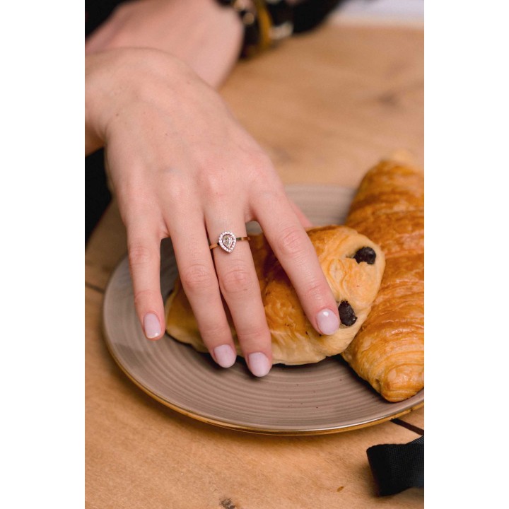BAGUE GOUTTE STRASS ACIER INOXYDABLE GOLD PETIT PRIX