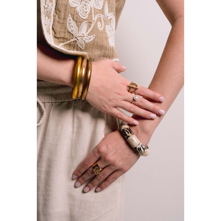BAGUE ROND STRASS ACIER INOXYDABLE GOLD PETIT PRIX
