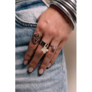 BAGUE ROND STRASS ACIER INOXYDABLE SILVER PETIT PRIX