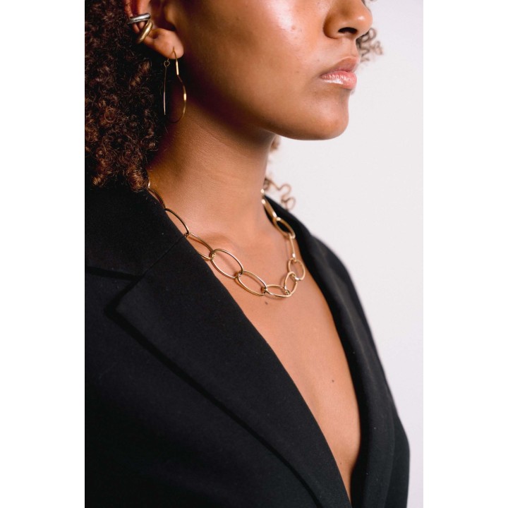 COLLIER GROSSE MAILLE FORCAT ACIER INOX GOLD PETIT PRIX