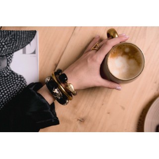 BRACELET PERLES NOIRES ET GOLD ACIER INOXYDABLE GOLD PETIT PRIX