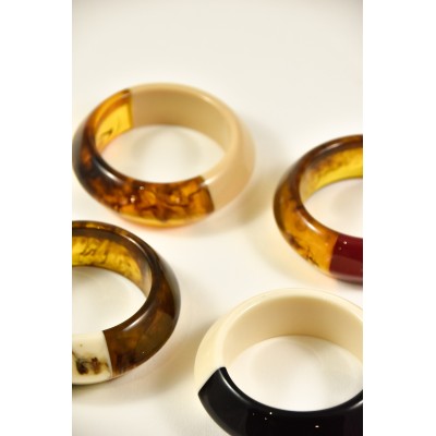 JONC RESINE BICOLORE CREME ET MARRON FLAMME PETIT PRIX