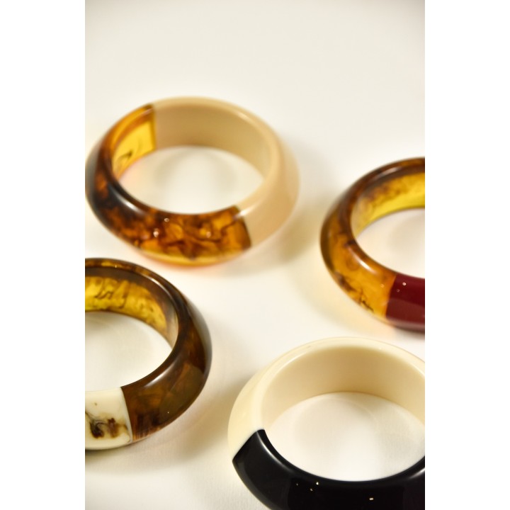 JONC RESINE BICOLORE CREME ET MARRON FLAMME PETIT PRIX