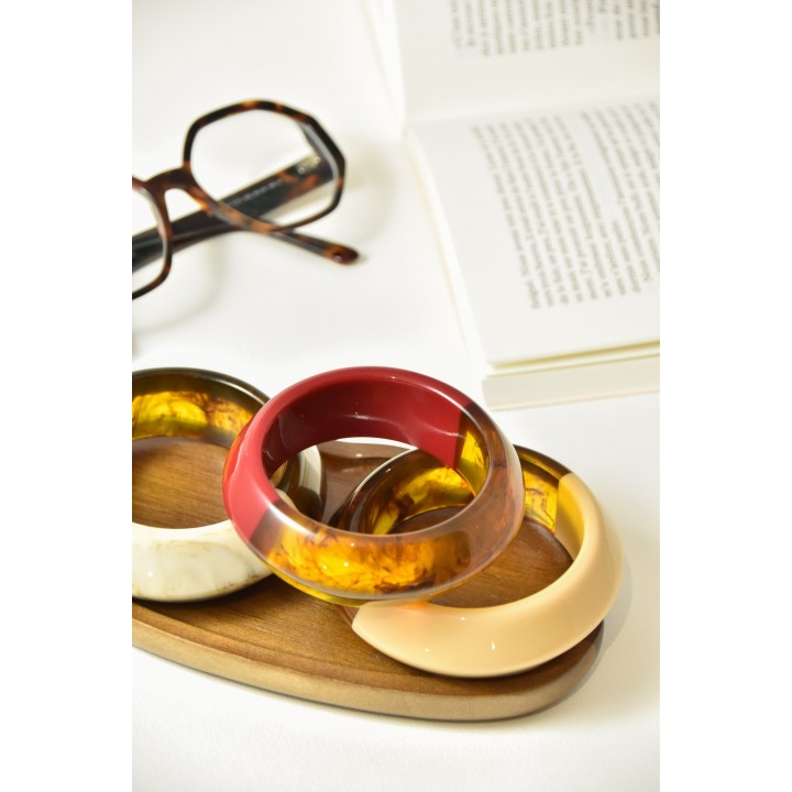 JONC RESINE BICOLORE CREME ET MARRON FLAMME PETIT PRIX