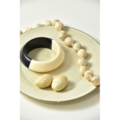 JONC RESINE BICOLORE BEIGE ET NOIR PETIT PRIX