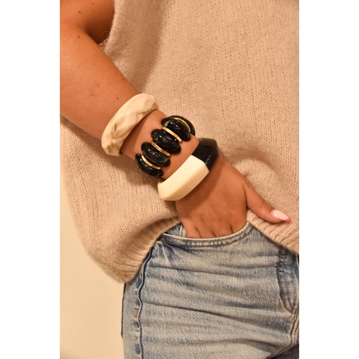 JONC FACETTES RESINE BEIGE VEINES MARRONS PETIT PRIX
