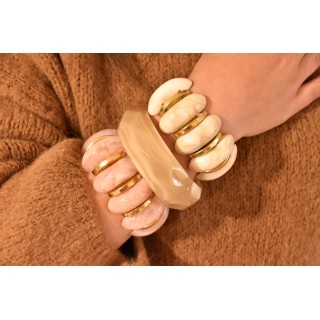 JONC FACETTES RESINE BEIGE VEINES BLANCHES PETIT PRIX
