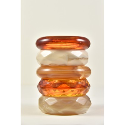 JONC FACETTES RESINE ORANGE VEINES MARRONS PETIT PRIX