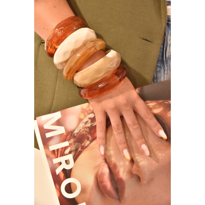 JONC LISSE RESINE ORANGE VEINES MARRONS PETIT PRIX