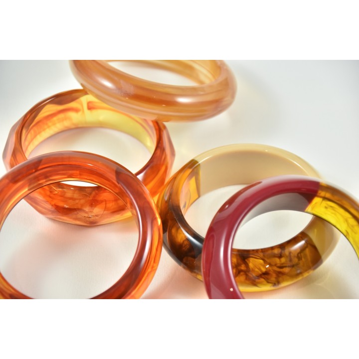 JONC LISSE RESINE ORANGE VEINES MARRONS PETIT PRIX