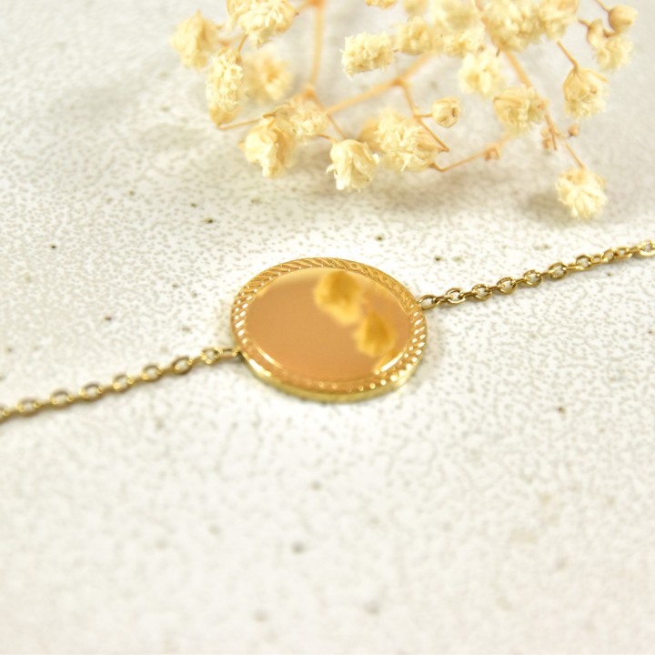 BRACELET ROND MAILLE CLASSIQUE PERSONNALISABLE ACIER INOX GOLD