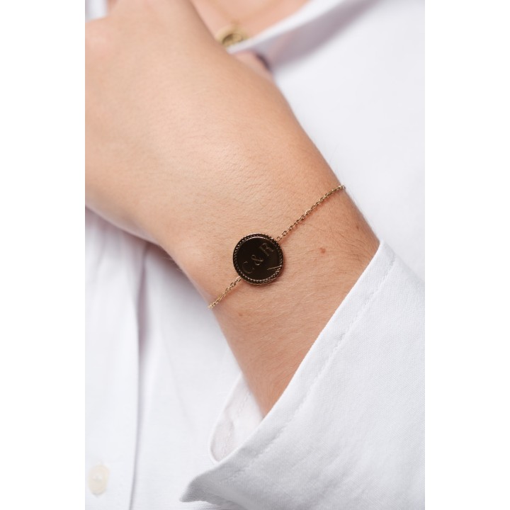 BRACELET ROND MAILLE CLASSIQUE PERSONNALISABLE ACIER INOX GOLD