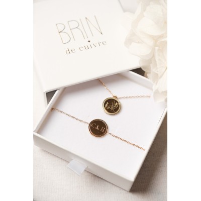 BRACELET ROND MAILLE CLASSIQUE PERSONNALISABLE ACIER INOX GOLD