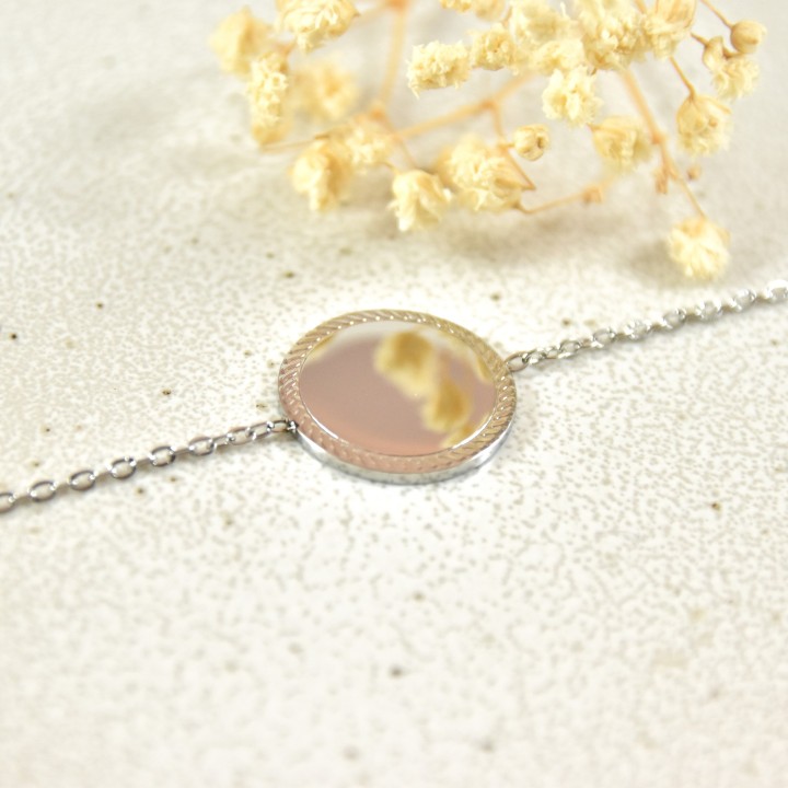 BRACELET ROND MAILLE CLASSIQUE PERSONNALISABLE ACIER INOX SILVER