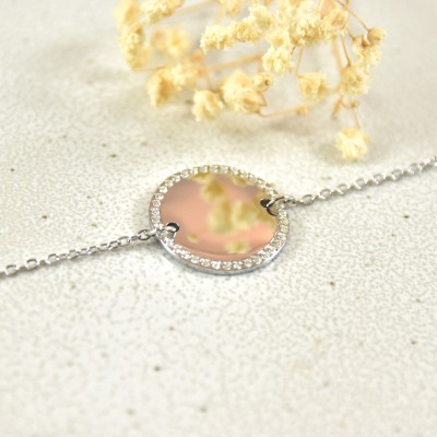 BRACELET ROND STRASS PERSONNALISABLE ACIER INOX SILVER