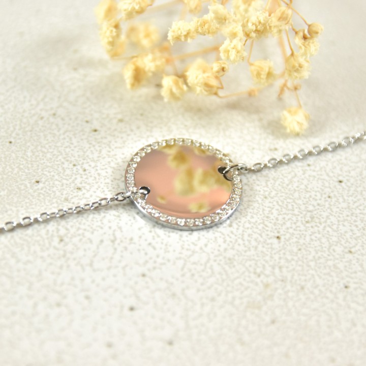 BRACELET ROND STRASS PERSONNALISABLE ACIER INOX SILVER