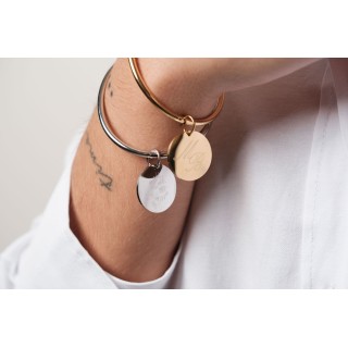 JONC MEDAILLE RONDE PERSONNALISABLE ACIER INOXYDABLE SILVER