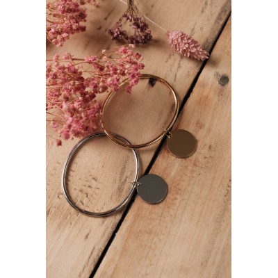 JONC MEDAILLE RONDE PERSONNALISABLE ACIER INOXYDABLE SILVER