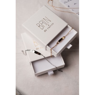 GOURMETTE MAILLE FIGARO MEDAILLON PERSONNALISABLE ACIER INOX GOLD