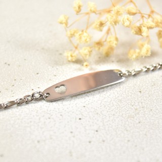 GOURMETTE MAILLE FIGARO MEDAILLON PERSONNALISABLE ACIER INOX SILVER