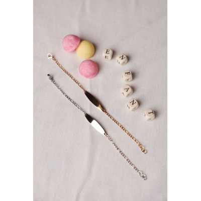 GOURMETTE ENFANT MEDAILLE OVALE PERSONNALISABLE ACIER INOX GOLD