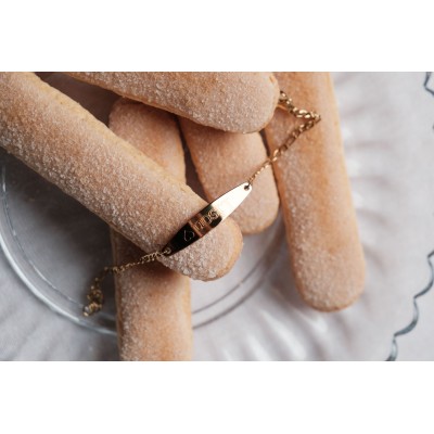 GOURMETTE ENFANT MEDAILLE OVALE PERSONNALISABLE ACIER INOX GOLD