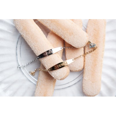 GOURMETTE ENFANT MEDAILLE OVALE PERSONNALISABLE ACIER INOX GOLD