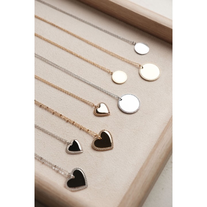 COLLIER COEUR MAILLE CLASSIQUE PERSONNALISABLE ACIER INOX GOLD