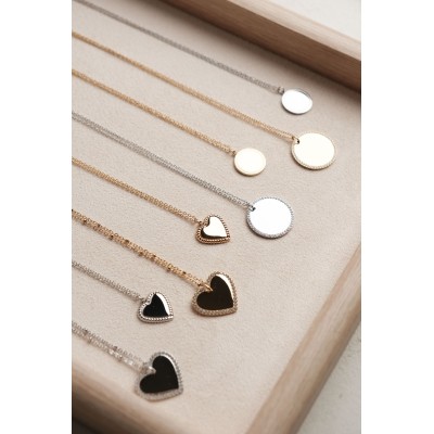 COLLIER COEUR MAILLE CLASSIQUE PERSONNALISABLE ACIER INOX SILVER