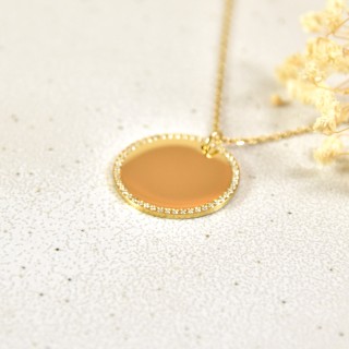 COLLIER ROND STRASS MAILLE PERLES PERSONNALISABLE ACIER INOX GOLD