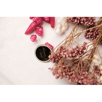 COLLIER ROND STRASS MAILLE PERLES PERSONNALISABLE ACIER INOX GOLD