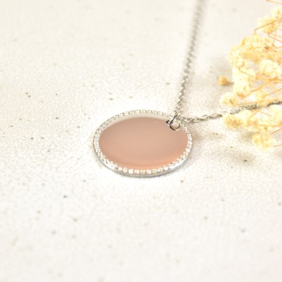 COLLIER ROND STRASS MAILLE PERLES PERSONNALISABLE ACIER INOX SILVER