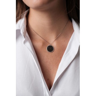 COLLIER ROND STRASS MAILLE PERLES PERSONNALISABLE ACIER INOX SILVER