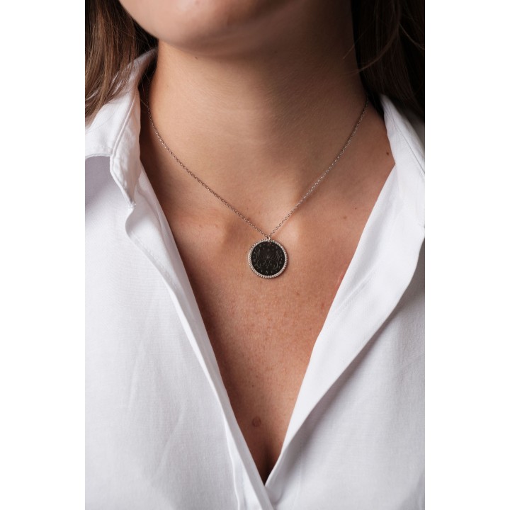 COLLIER ROND STRASS MAILLE PERLES PERSONNALISABLE ACIER INOX SILVER