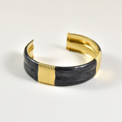 BRACELET PERLES GRIS METALLISE MEDAILLON ACIER INOX GOLD PETIT PRIX