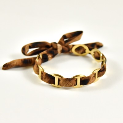 BRACELET PERLES GRIS METALLISE MEDAILLON ACIER INOX GOLD PETIT PRIX