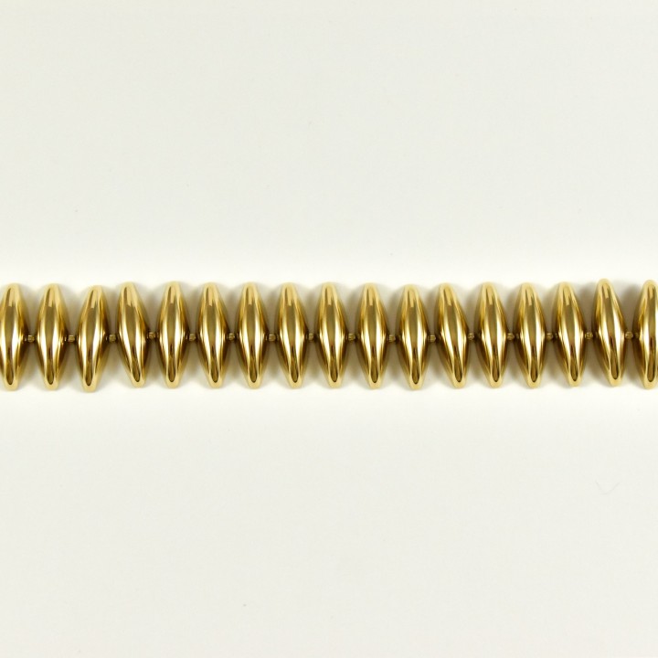 BRACELET PERLES OVALES ALLONGEES ACIER INOXYDABLE GOLD PETIT PRIX