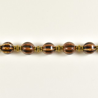 BRACELET PERLES GRIS METALLISE MEDAILLON ACIER INOX GOLD PETIT PRIX