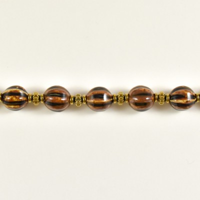 BRACELET PERLES MARRON IRISEES PERLES ACIER INOXYDABLE GOLD PETIT PRIX