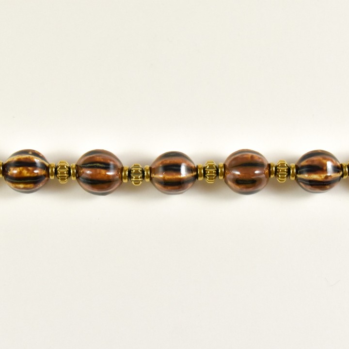 BRACELET PERLES MARRON IRISEES PERLES ACIER INOXYDABLE GOLD PETIT PRIX