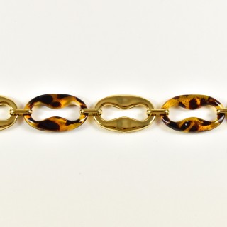 BRACELET PERLES GRIS METALLISE MEDAILLON ACIER INOX GOLD PETIT PRIX