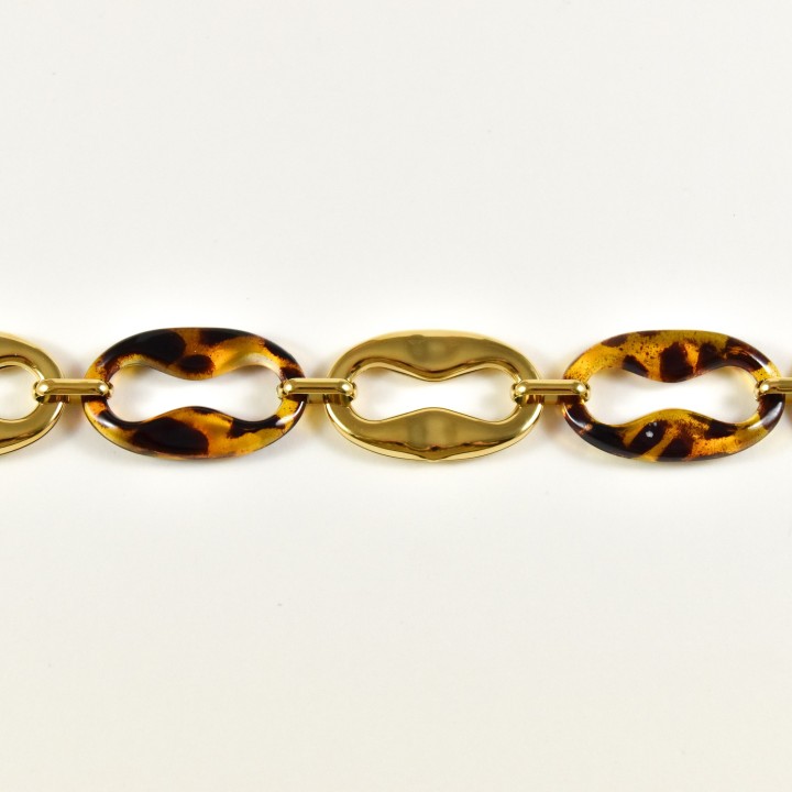 BRACELET PERLES GRIS METALLISE MEDAILLON ACIER INOX GOLD PETIT PRIX