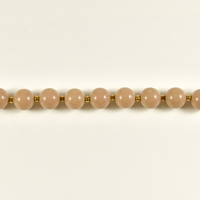 BRACELET PERLES GRIS METALLISE MEDAILLON ACIER INOX GOLD PETIT PRIX