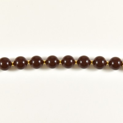 BRACELET PERLES MARRON PERLES ACIER INOXYDABLE GOLD PETIT PRIX