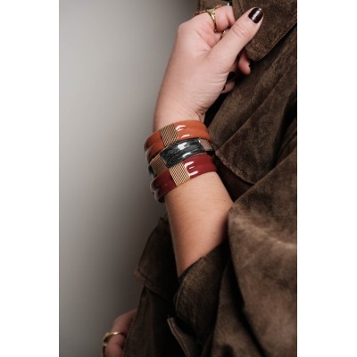 BRACELET PERLES GRIS METALLISE MEDAILLON ACIER INOX GOLD PETIT PRIX