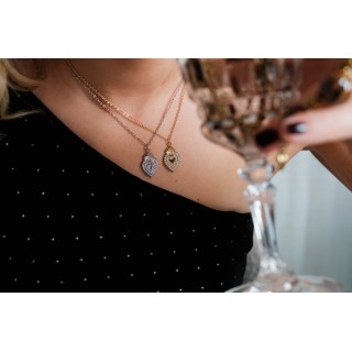 COLLIER COEUR SACRE STRASS ACIER INOXYDABLE SILVER PETIT PRIX