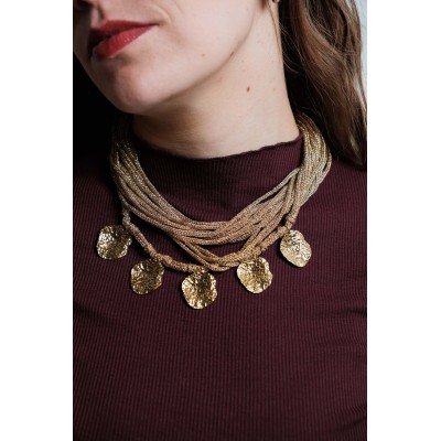 COLLIER MULTIRANGS GOLD PAMPILLES ACIER INOXYDABLE GOLD PETIT PRIX