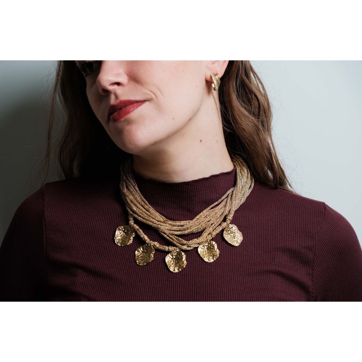 COLLIER MULTIRANGS GOLD PAMPILLES ACIER INOXYDABLE GOLD PETIT PRIX